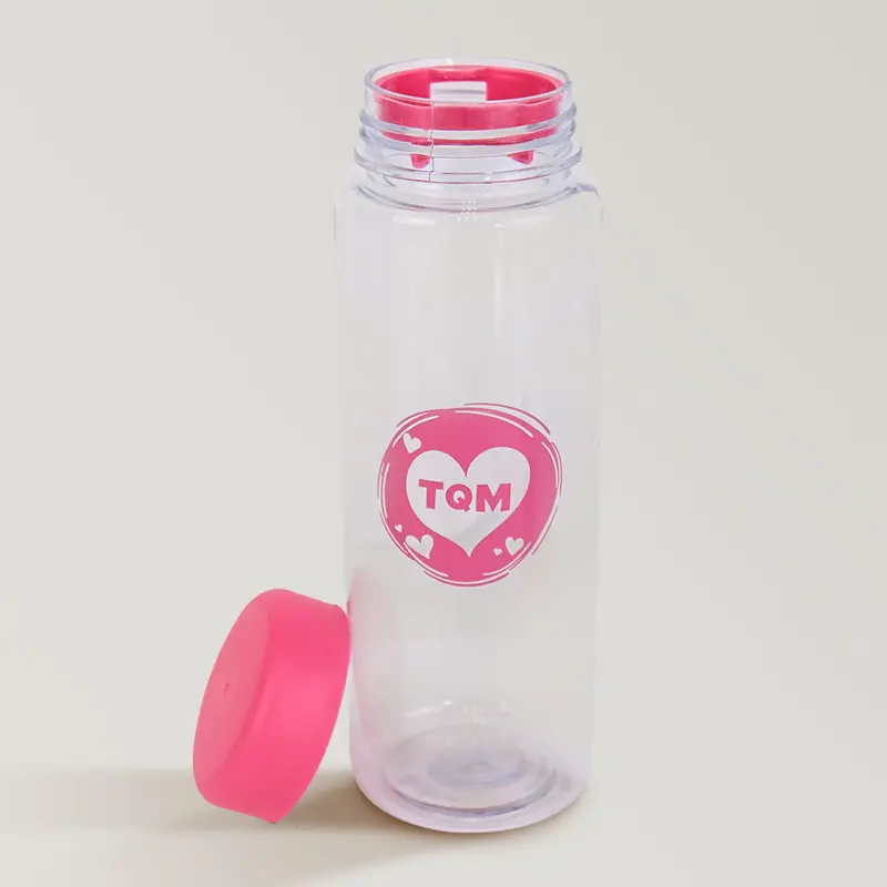 Botella De Plástico Para Agua Tqm, Tapa Roja, Día De San Valentín. 2