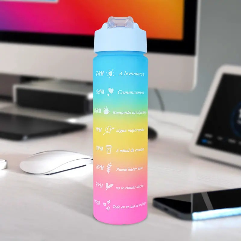 Botella Motivacional Con Popote, 900 Ml 1