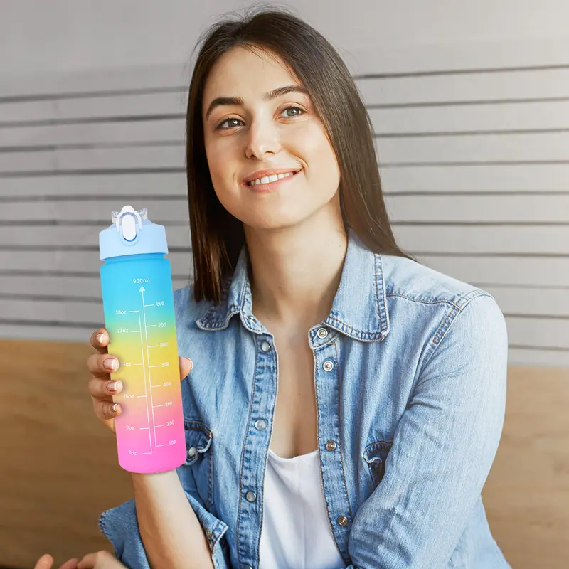 Botella Motivacional Con Popote, 900 Ml 2