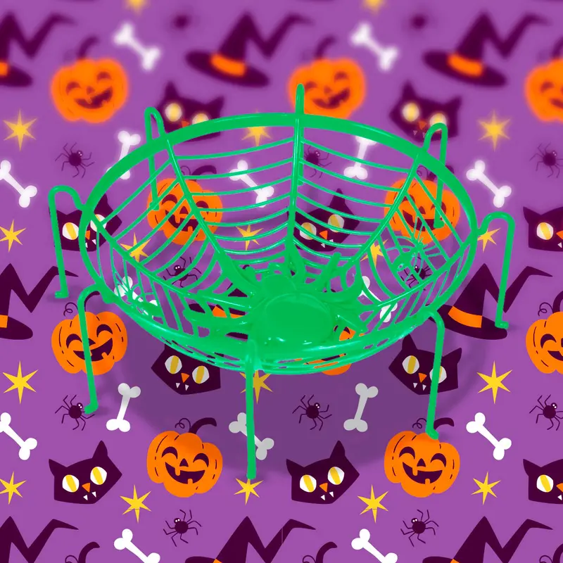 Bowl, Diseño De Telaraña Y Arañas, Color Verde 2
