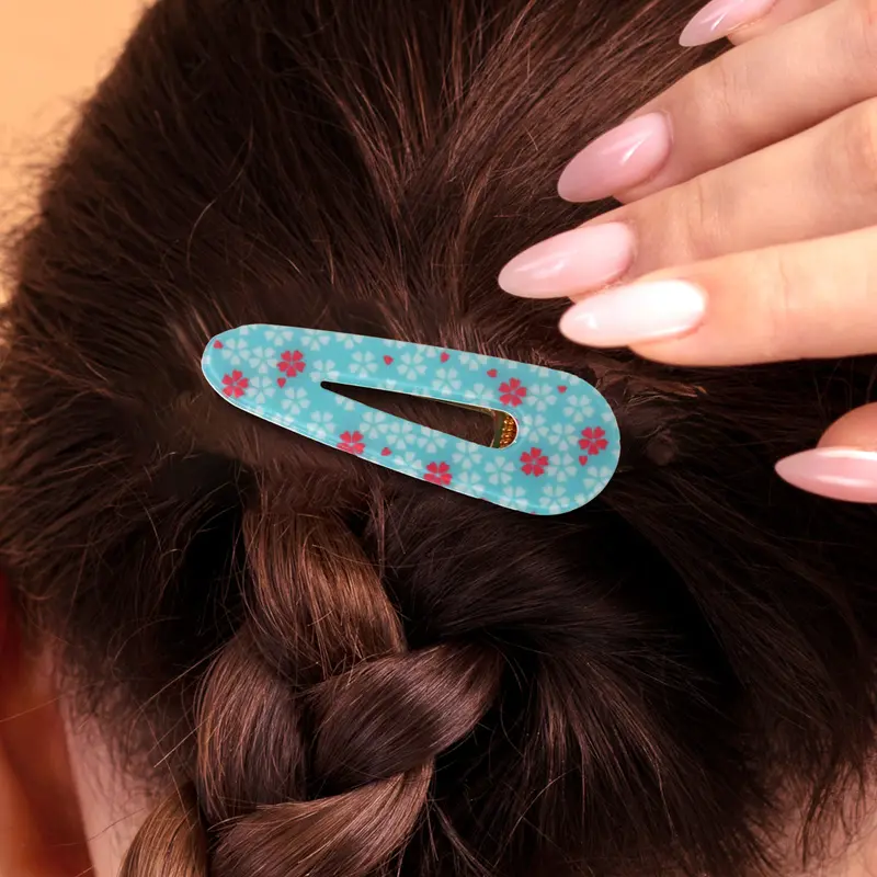 Broches Color Azul Con Diseño De Flores Para El Cabello 1