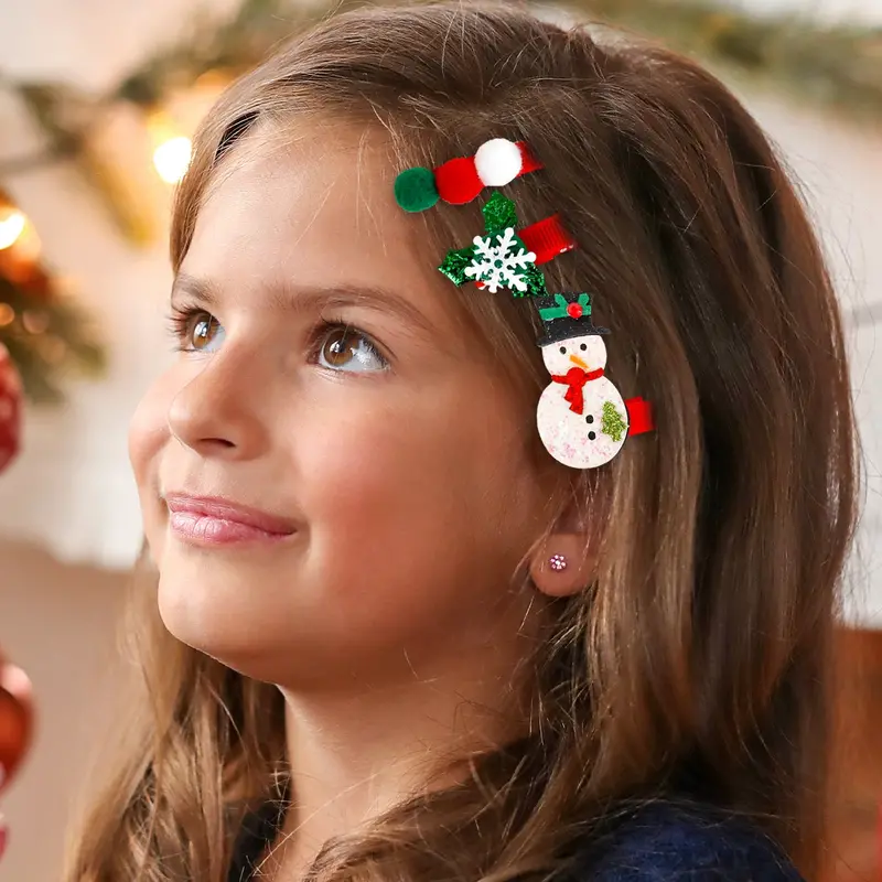 Broches De Cabello Navideños, Muñeco De Nieve 1