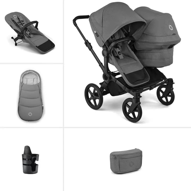 Bugaboo Donkey 6 Double Essential Bundle In Moon Grey 1