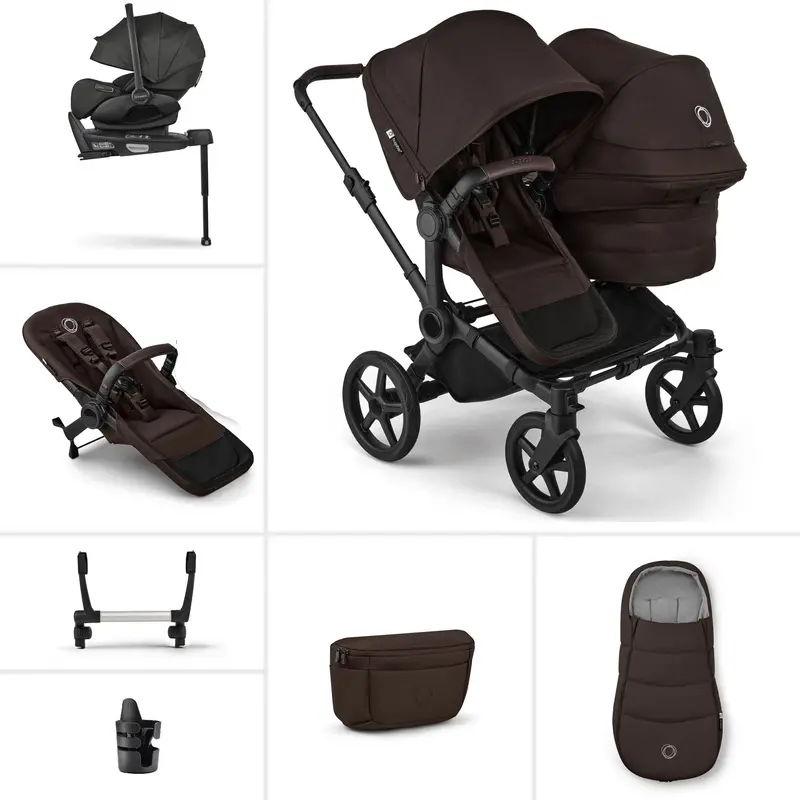 Bugaboo Donkey 6 Double Ultimate Newborn Bundle In Cocoa Brown 1