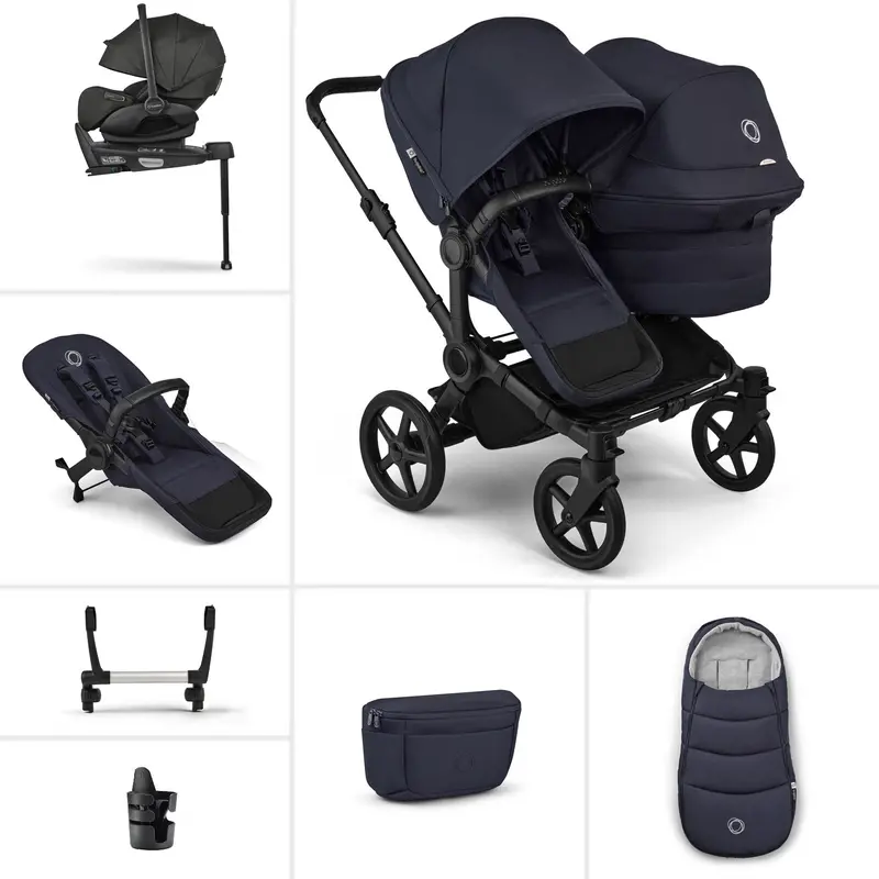 Bugaboo Donkey 6 Double Ultimate Newborn Bundle In Deep Indigo 1