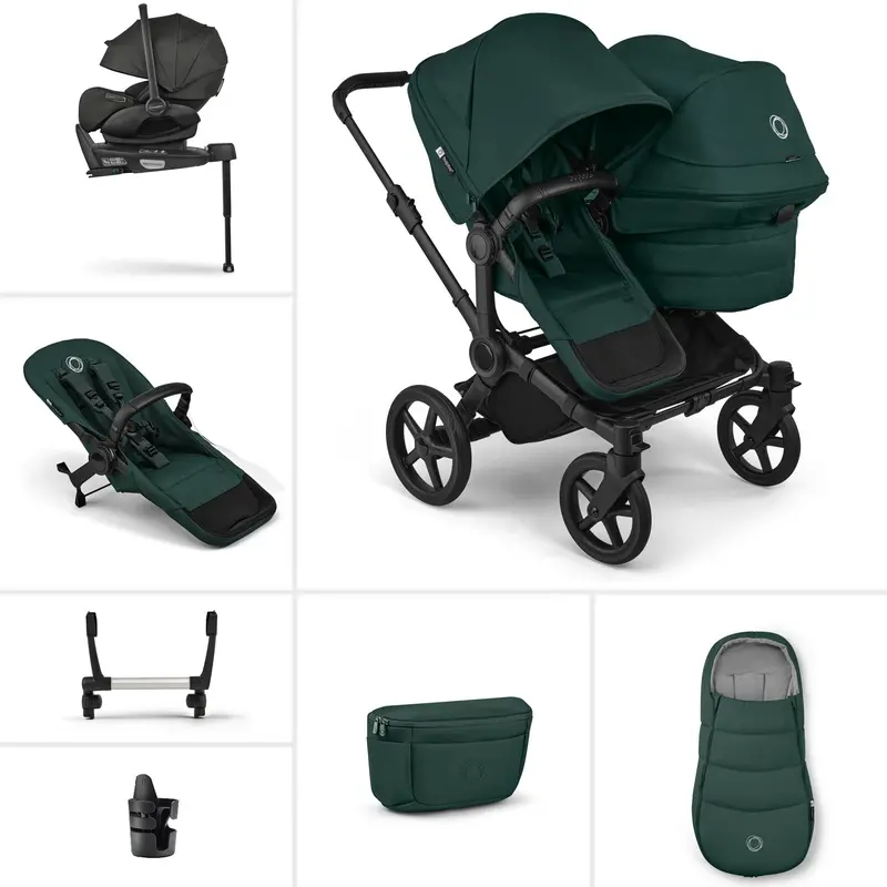 Bugaboo Donkey 6 Double Ultimate Newborn Bundle In Fern Green 1