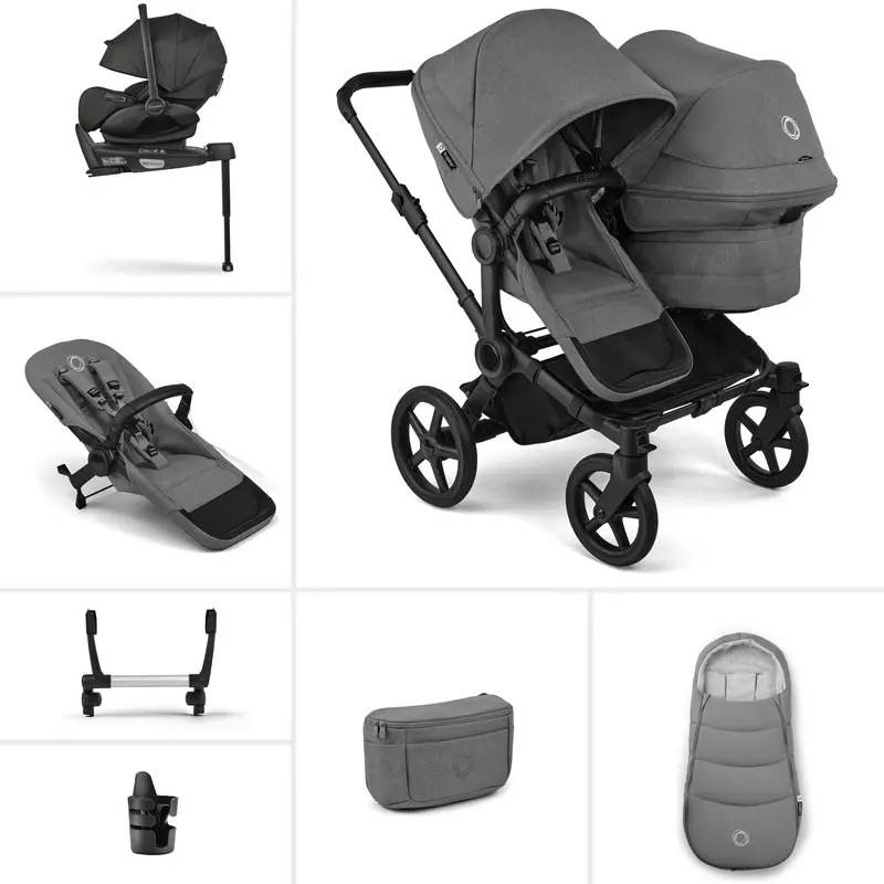 Bugaboo Donkey 6 Double Ultimate Newborn Bundle In Moon Grey 1
