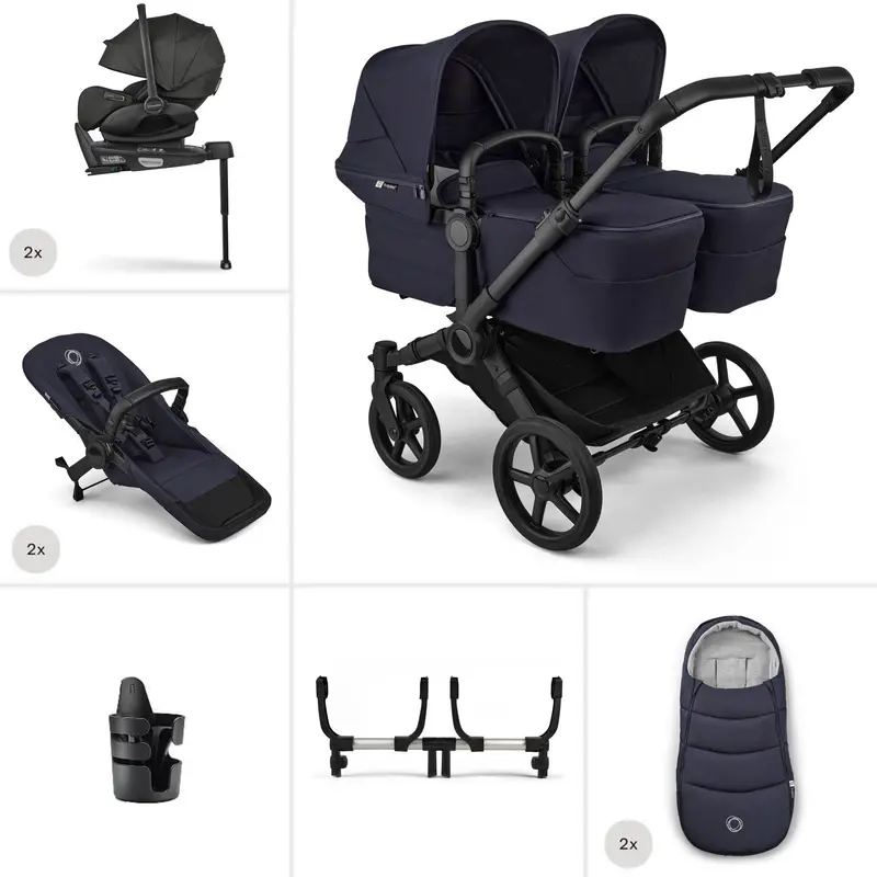 Bugaboo Donkey 6 Twin Ultimate Newborn Bundle In Deep Indigo 1
