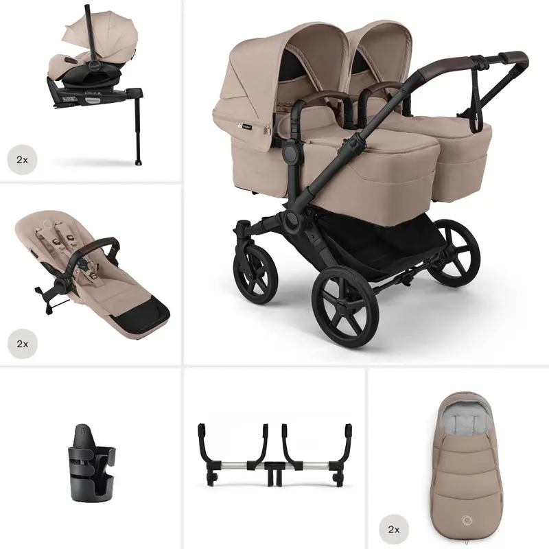 Bugaboo Donkey 6 Twin Ultimate Newborn Bundle In Desert Taupe 1
