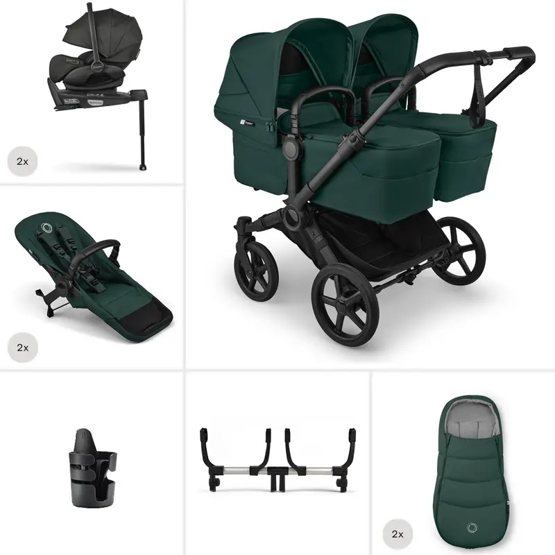 Bugaboo Donkey 6 Twin Ultimate Newborn Bundle In Fern Green 1