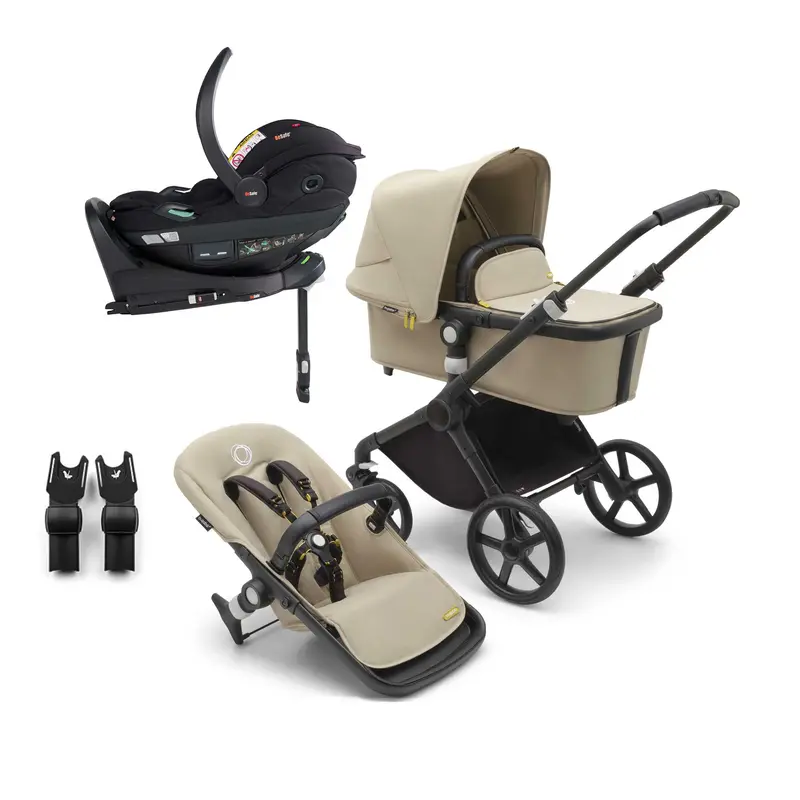 Bugaboo Fox Cub Besafe Travel System In Black/Desert Beige 1