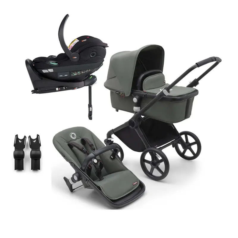 Bugaboo Fox Cub Besafe Travel System In Black/Forest Green 1