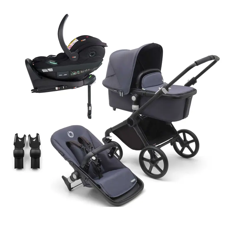 Bugaboo Fox Cub Besafe Travel System In Black/Stormy Blue 1