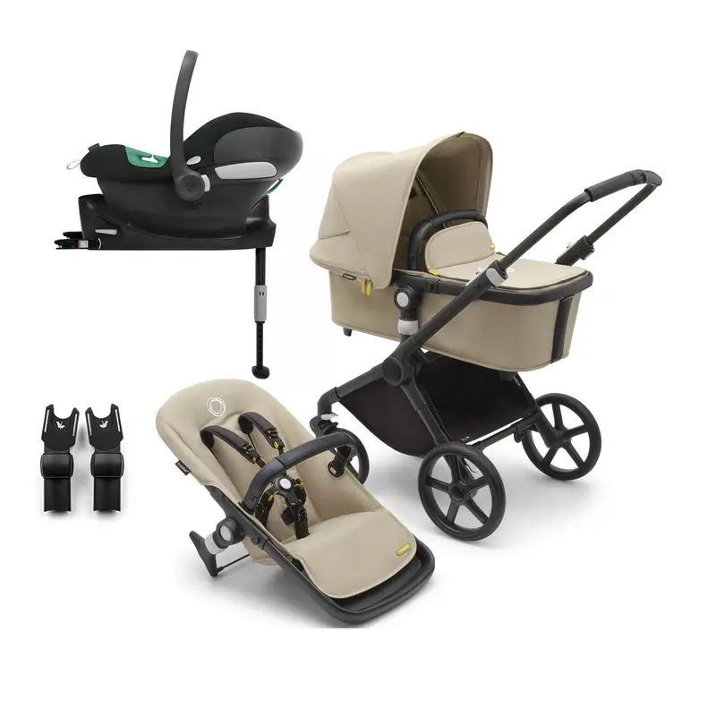 Bugaboo Fox Cub Cybex Travel System In Black/Desert Beige 1