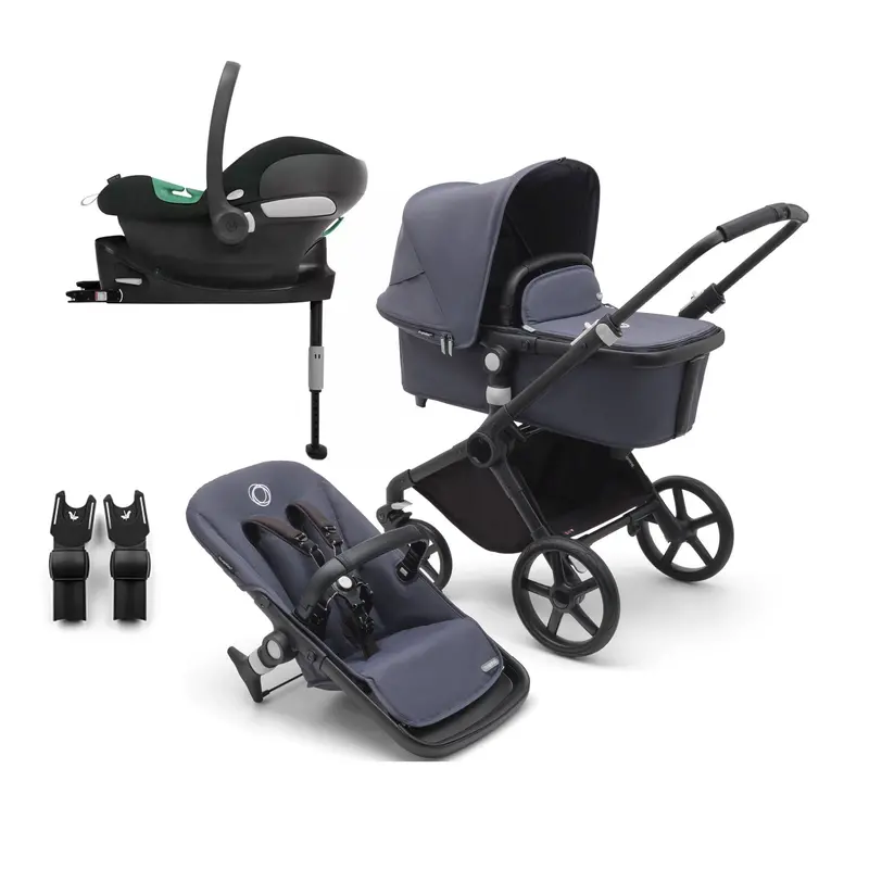 Bugaboo Fox Cub Cybex Travel System In Black/Stormy Blue 1