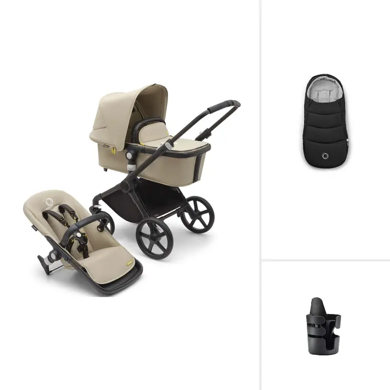 Bugaboo Fox Cub Essential Bundle In Black/Desert Beige 1