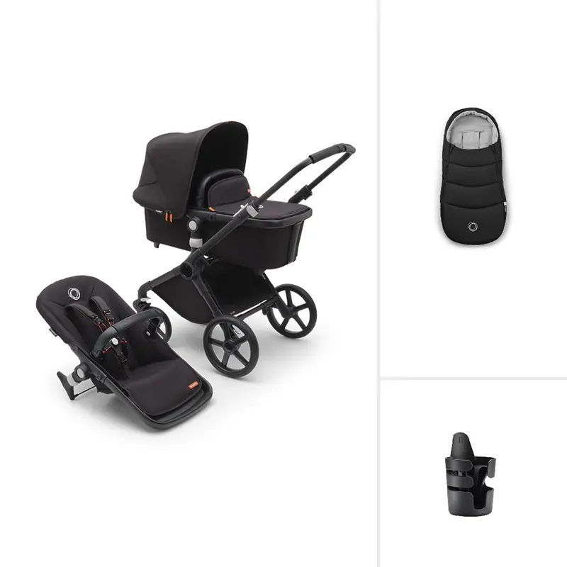 Bugaboo Fox Cub Essential Bundle In Black/Midnight Black 1