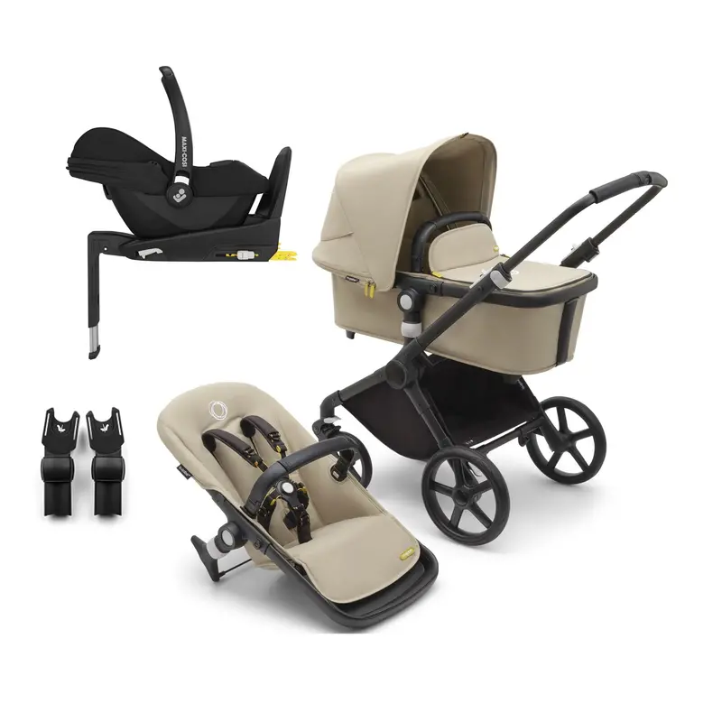 Bugaboo Fox Cub Maxi-Cosi Travel System In Black/Desert Beige 1