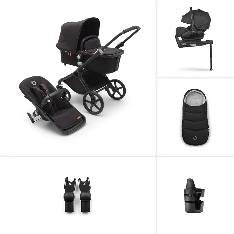 Bugaboo Fox Cub Ultimate Newborn Bundle In Black/Midnight Black 1