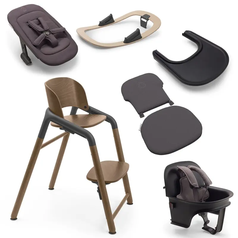 Bugaboo Giraffe Highchair Complete Newborn Bundle In Wood Grey 1