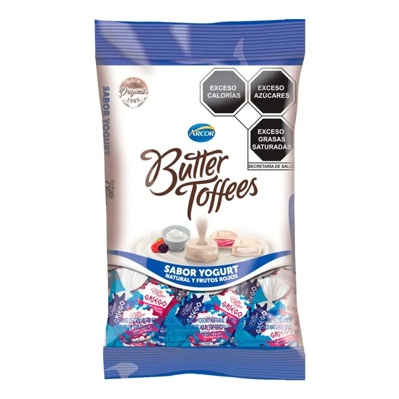 Butter Toffees Arcor  Sabor Yogurt Natural Y Frutos Rojos 126G 1
