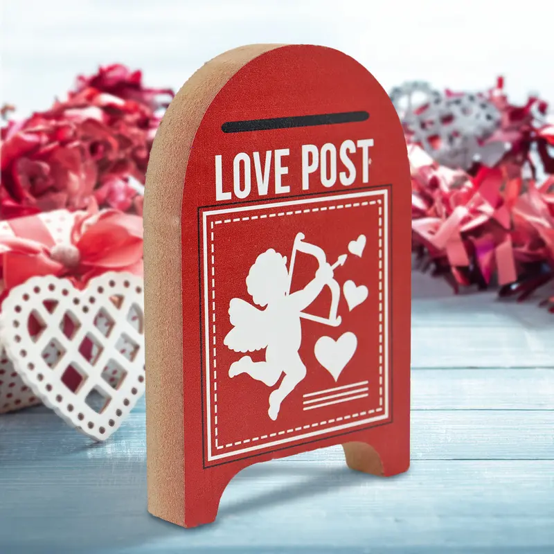 Buzón Mdf Con Diseño Cupido "Love Post" Color Rojo 1
