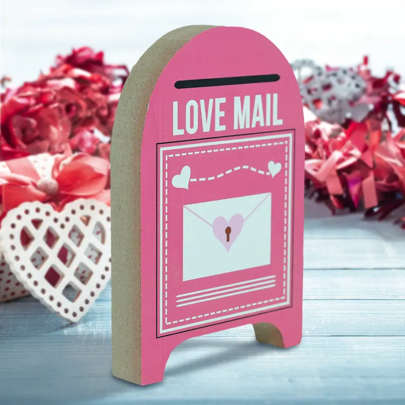 Buzón Mdf Con Diseño "Love Mail" Color Rosa 1
