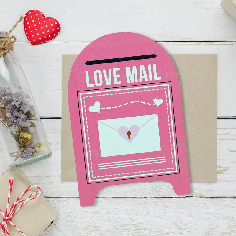 Buzón Mdf Con Diseño "Love Mail" Color Rosa 2