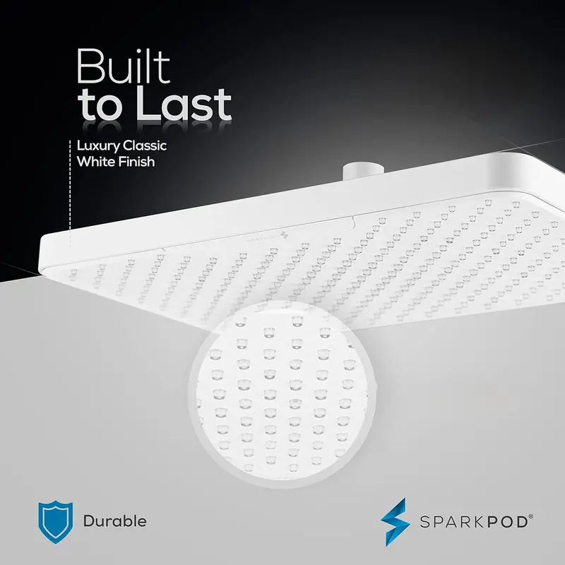 Cabezal De Ducha De Lluvia Rectangular Color Blanco, Sparkpod 1
