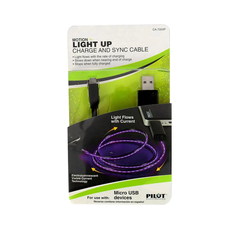 Cable Micro Usb Con Luz Electroluminiscente Rosa 1