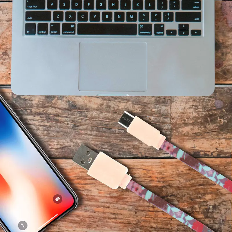 Cable Usb Tipo C, Diseño Flores 1