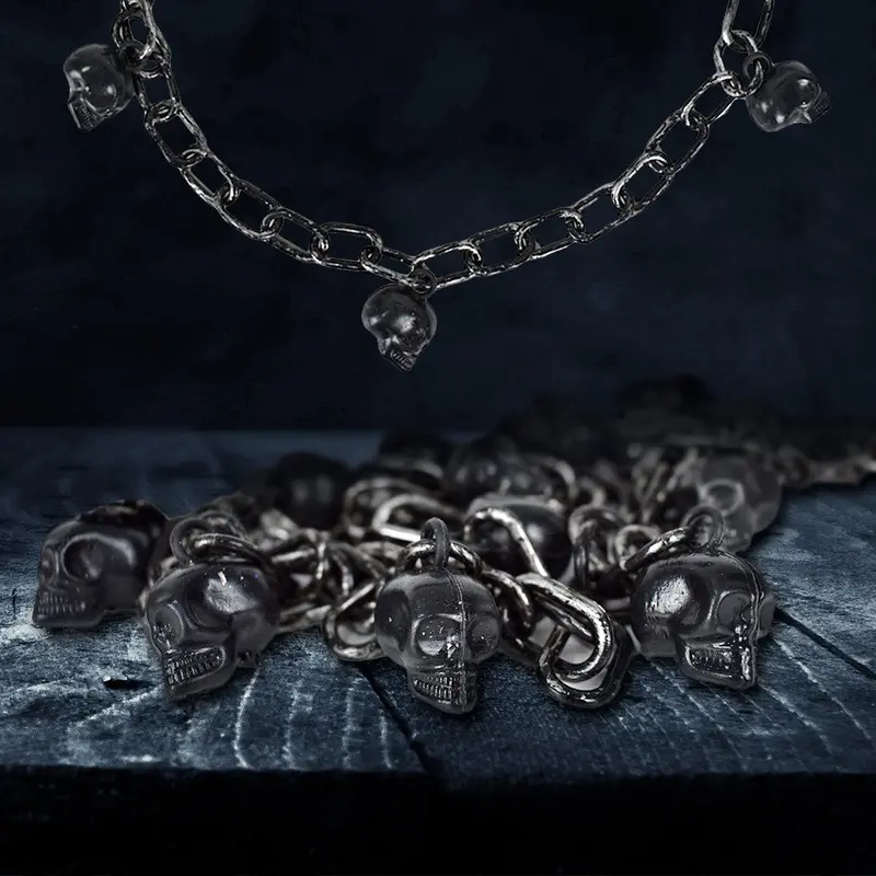 Cadena Decorativa Con Calaveras Color Plata 1