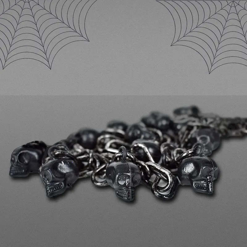 Cadena Decorativa Con Calaveras Color Plata 2