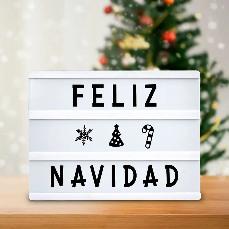 Caja Con Luz Led Y Letrero Navideño 1