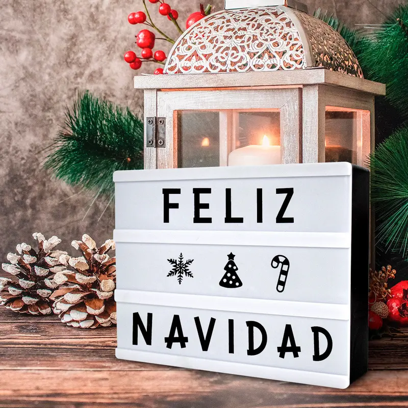 Caja Con Luz Led Y Letrero Navideño 2
