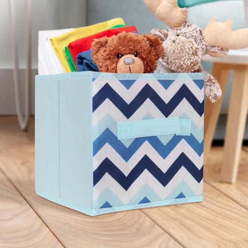 Caja Cuadrada Color Azul Cielo Para Almacenamiento, Organizador Non Woven 1