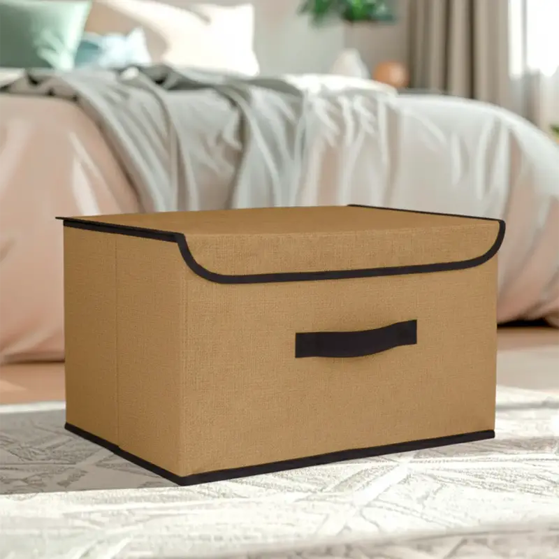 Caja Cuadrada Con Tapa Para Almacenamiento, Color Miel 1