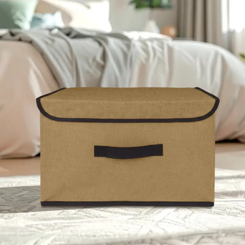Caja Cuadrada Con Tapa Para Almacenamiento, Color Miel 2