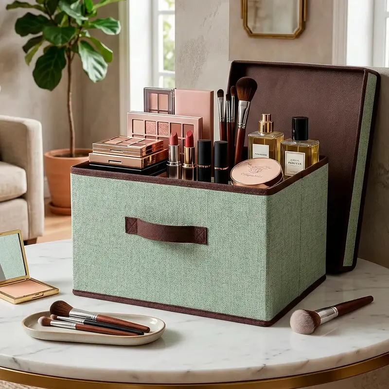 Caja Cuadrada Con Tapa Para Almacenamiento, Color Verde 1