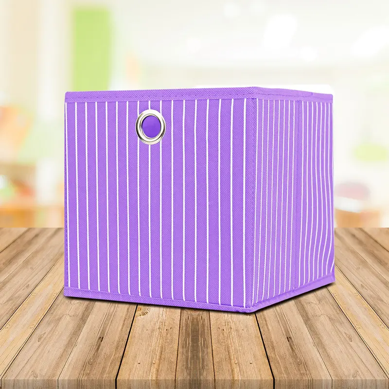 Caja Cuadrada Para Almacenamiento, Organizador Non Woven Morado 2