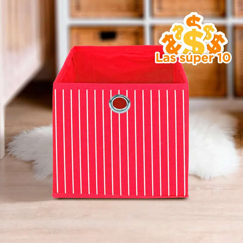 Caja Cuadrada Para Almacenamiento, Organizador Non Woven Rojo 1