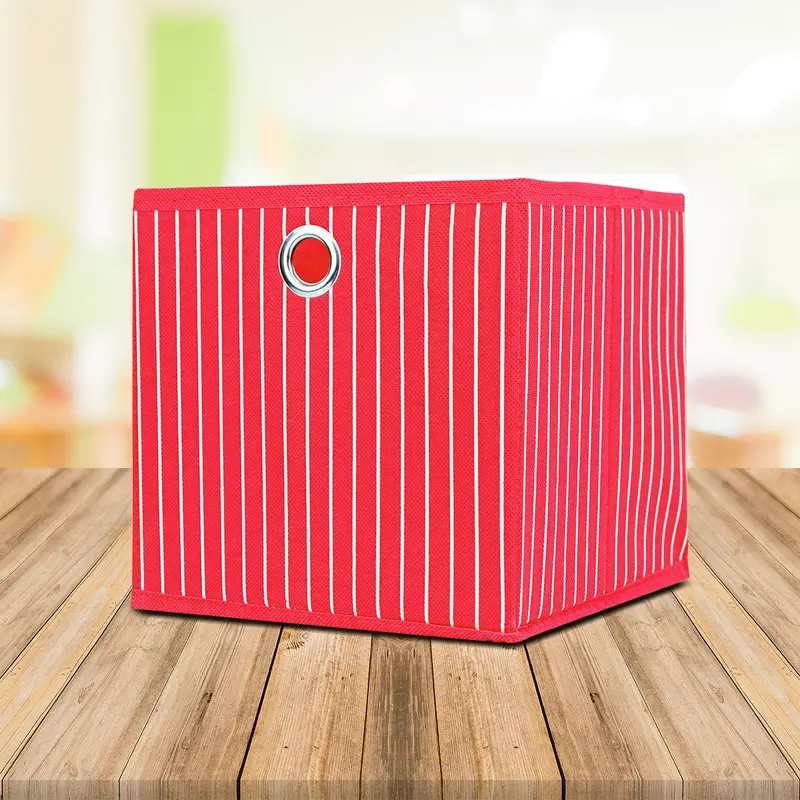 Caja Cuadrada Para Almacenamiento, Organizador Non Woven Rojo 2