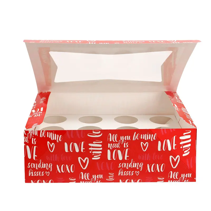 Caja De Cartón Love Para Cupcakes, Color Rojo 2