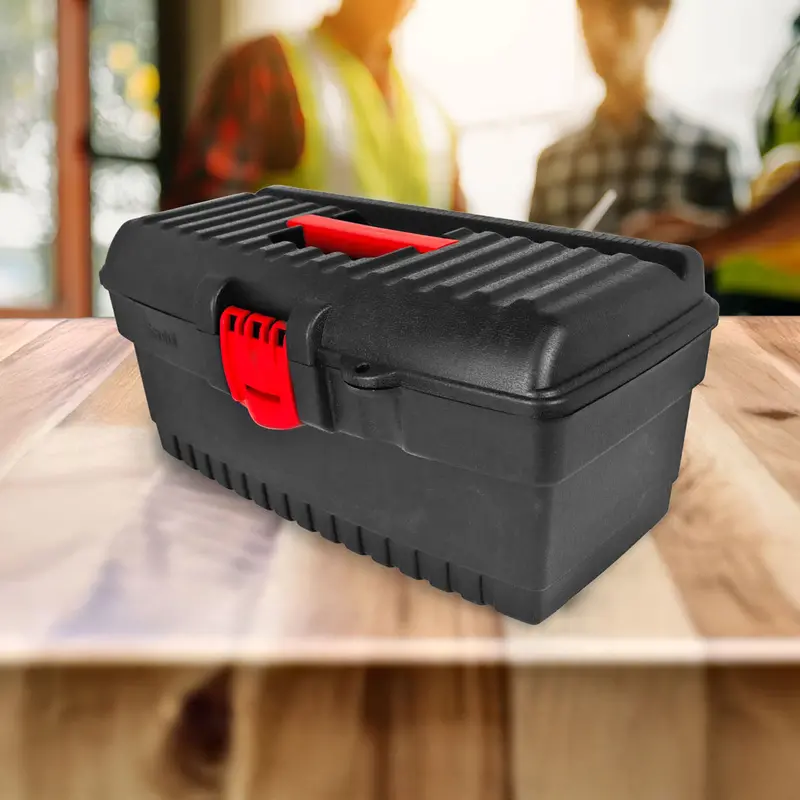 Caja De Herramientas Con Broche De Plástico, Color Negro Y Rojo 1