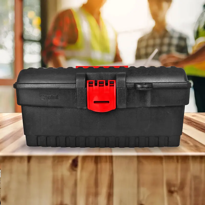 Caja De Herramientas Con Broche De Plástico, Color Negro Y Rojo 2