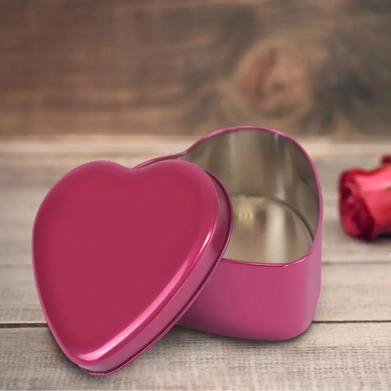 Caja De Metal Forma De Corazón, Color Fiusha 1
