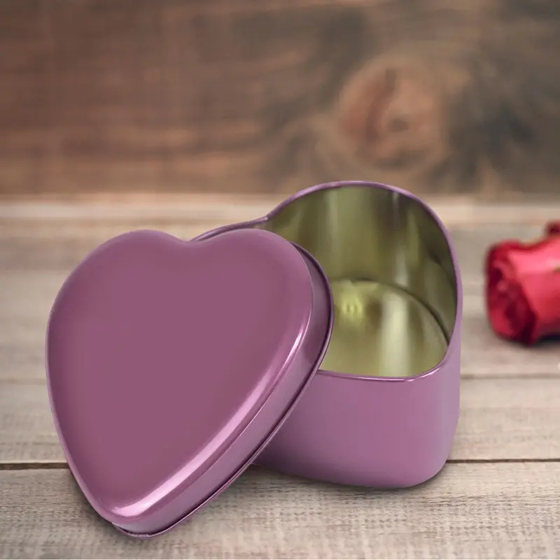 Caja De Metal Forma De Corazón, Color Lila 1
