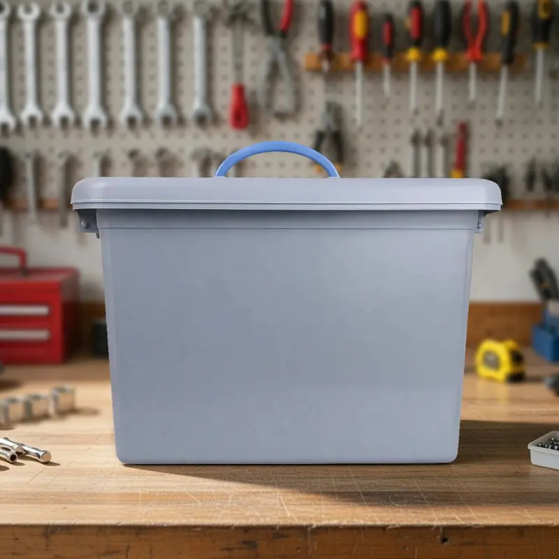 Caja De Plástico, 18 L, Color Gris, 1