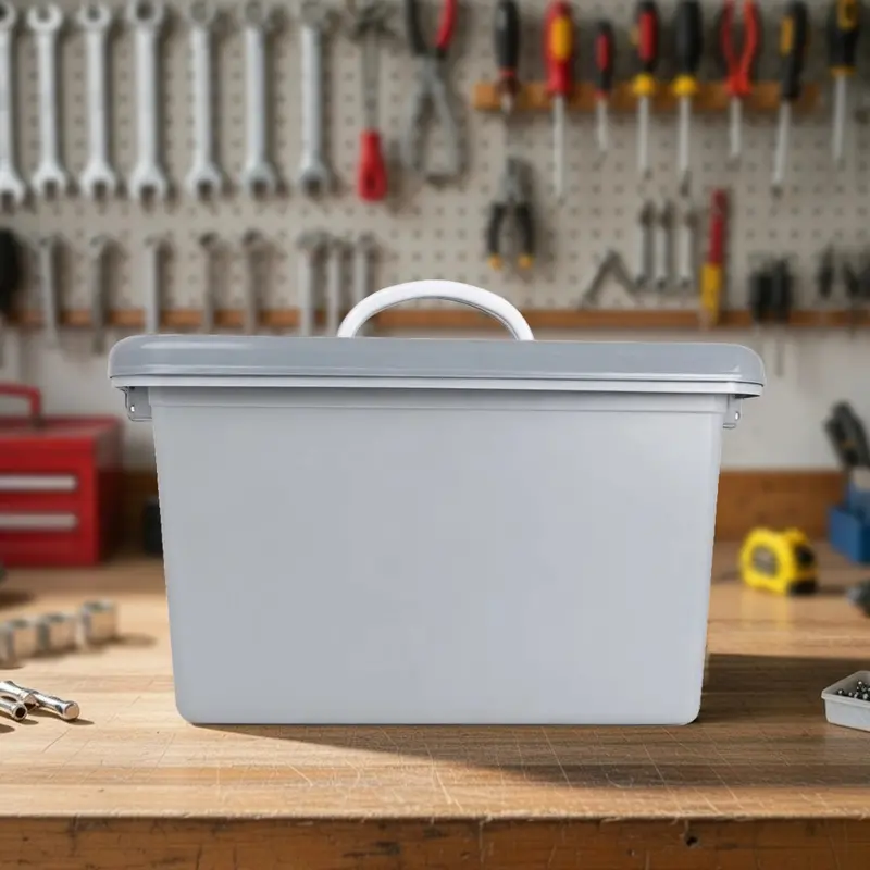 Caja De Plástico, 18 L, Color Gris Oscuro 1
