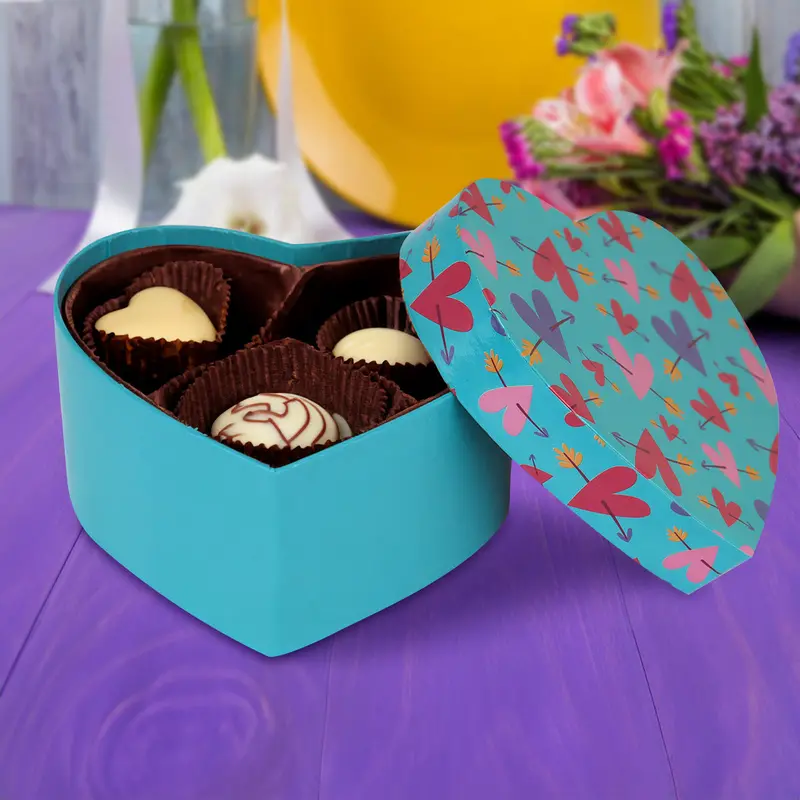 Caja De Regalo En Forma De Corazón, Color Azul 1